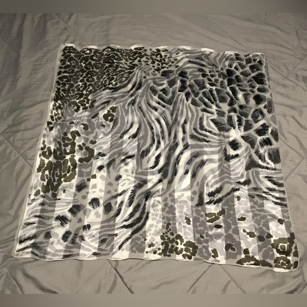Animal Print Square Scarf in Gray, Black, white